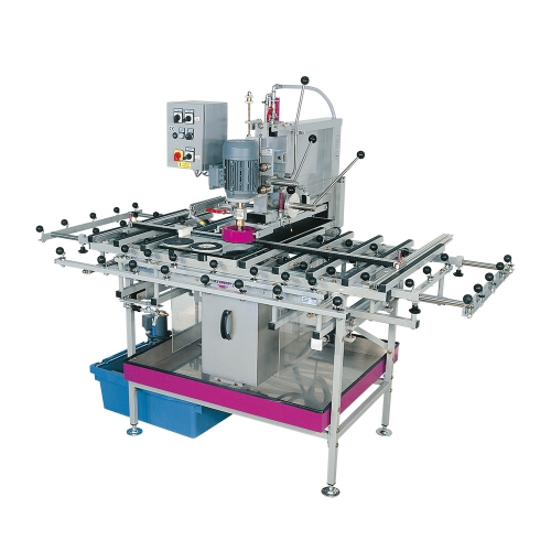 Glass-drilling and sawing machines and tables